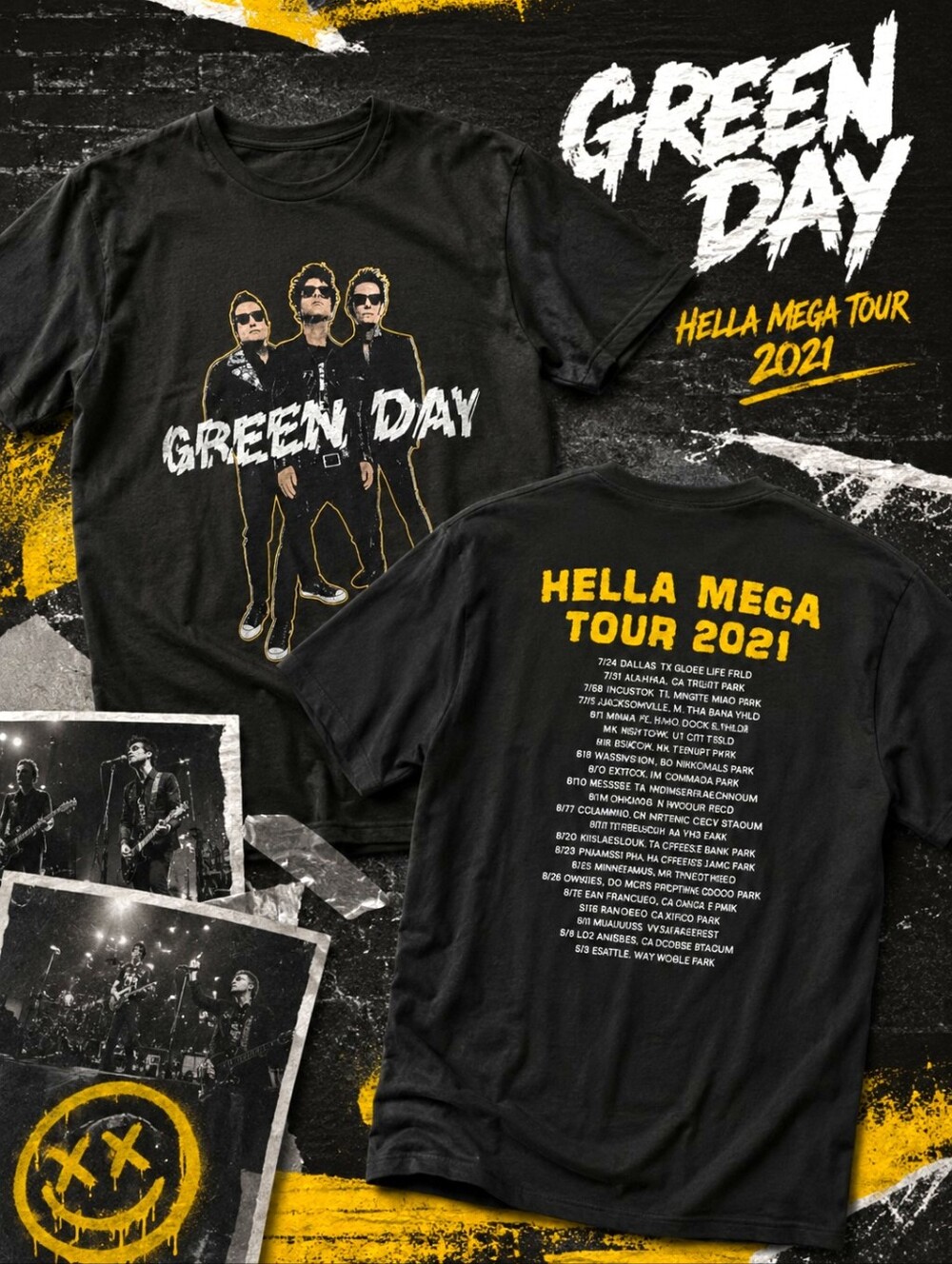 GREEN DAY Concert Tee HELLA MEGA TOUR 2021 MENS SMALL
